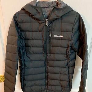 Ladies Down Hooded Coat Columbia Size Medium Black Gray